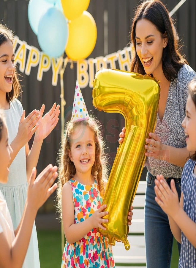 بروبسيكل بالون هيليوم ذهبي اللون من بروبسيكل، مقاس 32 بوصة، على شكل الرقم 7، لتزيين حفلات أعياد الميلاد | بالونات على شكل الرقم 7، مناسبة لأعياد الميلاد/الذكرى السنوية | الرقم 7 - Image 4